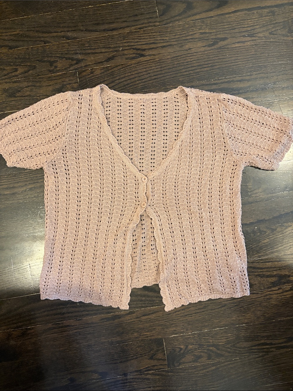 Women's Taupe/Tan Crochet Short-Sleeve